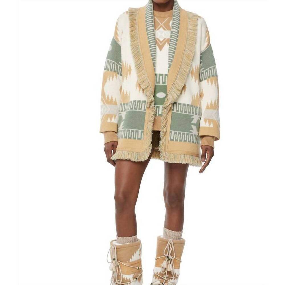 NEW ALANUI icon jacquard cardigan in off white